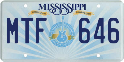 MS license plate MTF646