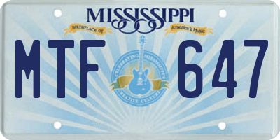 MS license plate MTF647