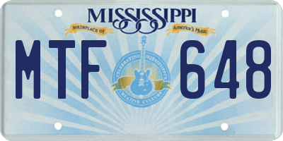 MS license plate MTF648