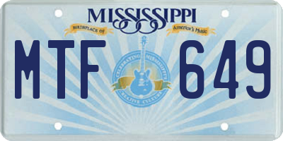 MS license plate MTF649