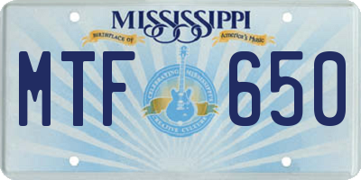 MS license plate MTF650