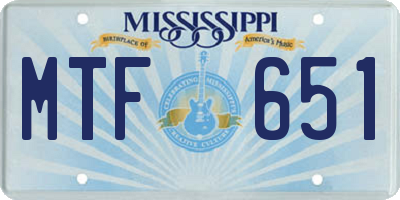 MS license plate MTF651