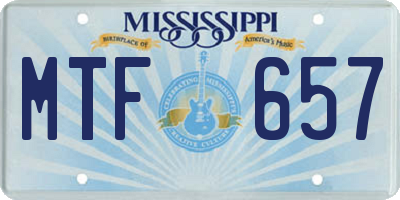 MS license plate MTF657