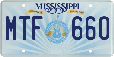 MS license plate MTF660