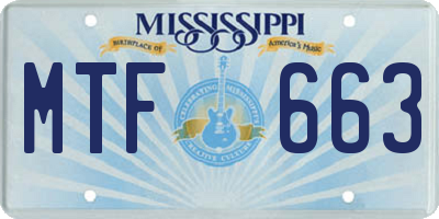 MS license plate MTF663