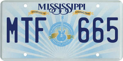 MS license plate MTF665
