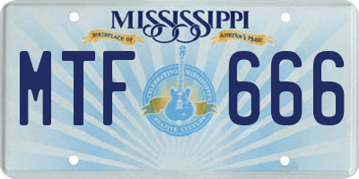 MS license plate MTF666