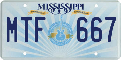 MS license plate MTF667