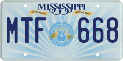 MS license plate MTF668