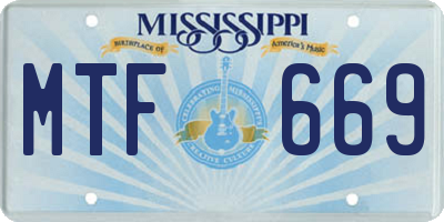 MS license plate MTF669