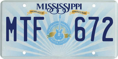 MS license plate MTF672