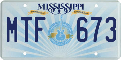 MS license plate MTF673