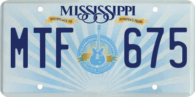 MS license plate MTF675