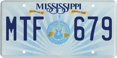 MS license plate MTF679