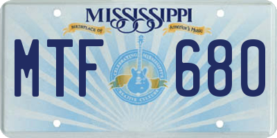 MS license plate MTF680