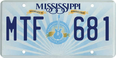 MS license plate MTF681