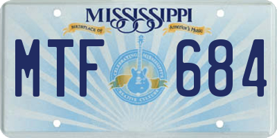 MS license plate MTF684