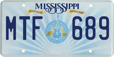 MS license plate MTF689