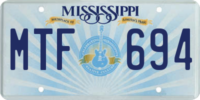 MS license plate MTF694