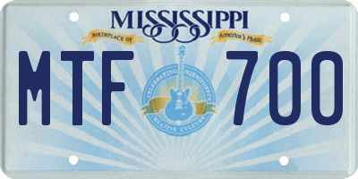 MS license plate MTF700