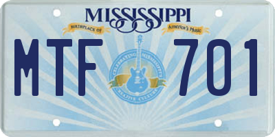 MS license plate MTF701
