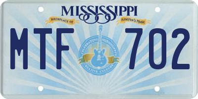 MS license plate MTF702