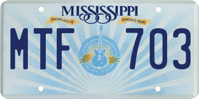 MS license plate MTF703