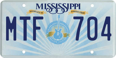 MS license plate MTF704