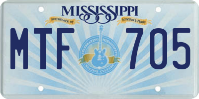 MS license plate MTF705
