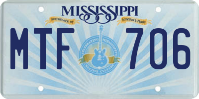 MS license plate MTF706