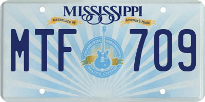 MS license plate MTF709
