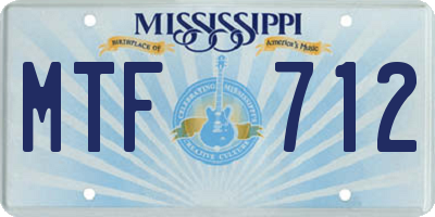 MS license plate MTF712
