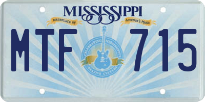 MS license plate MTF715