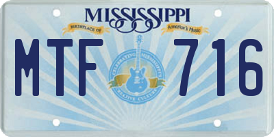 MS license plate MTF716