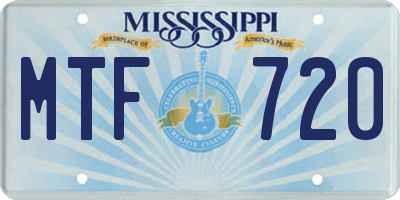 MS license plate MTF720