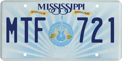 MS license plate MTF721