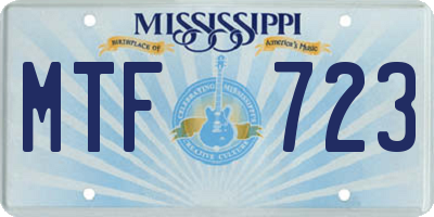 MS license plate MTF723