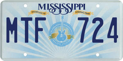 MS license plate MTF724
