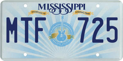 MS license plate MTF725