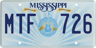 MS license plate MTF726