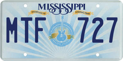 MS license plate MTF727