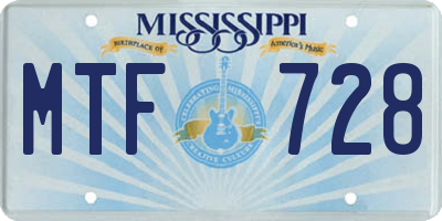 MS license plate MTF728