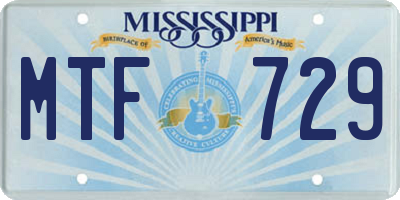 MS license plate MTF729