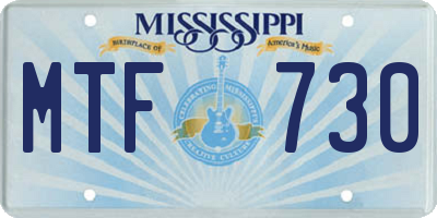 MS license plate MTF730