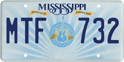 MS license plate MTF732