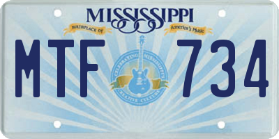 MS license plate MTF734