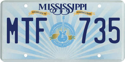 MS license plate MTF735