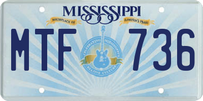 MS license plate MTF736