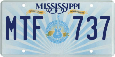 MS license plate MTF737