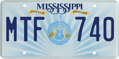 MS license plate MTF740